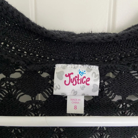 Justice girl’s black knit 3/4 sleeve cardigan sweater‎ — size 8 - Picture 4 of 6